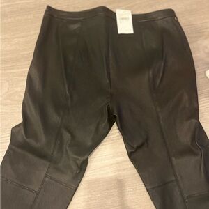 Nordstrom Collection Black Leather Pants Zipper Detail on legs.  Size 8